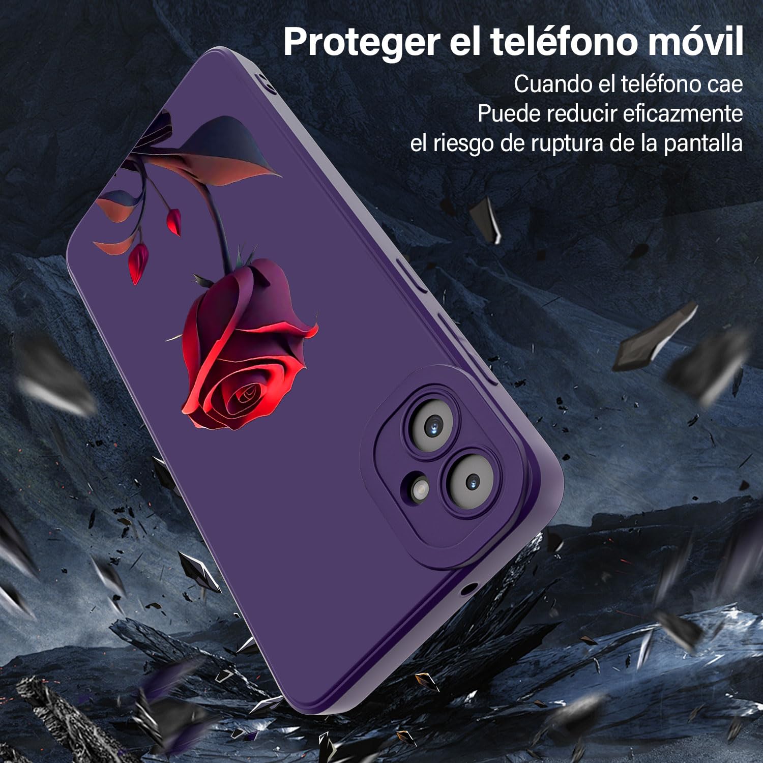 Threehao Funda para Samsung Galaxy A05 y M05 Case Uso Rudo, Ultra Delgado Flexible Silicona Púrpura Carcasa con Aesthetic Dibujos Flores, Antigolpes Anti-arañazos Protectora