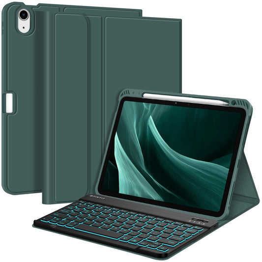 Funda con Teclado iPad Air FINTIE Negro TPU Suave con Teclado Bluetooth Desmontable Magnéticamente