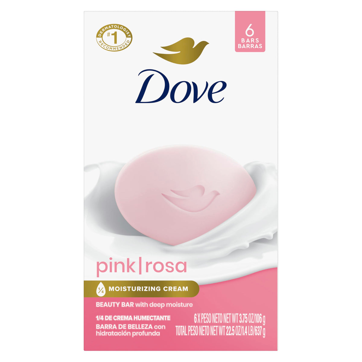 Dove Pink/Rosa Beauty Bars, for Women, 6 X 4.25 OZ