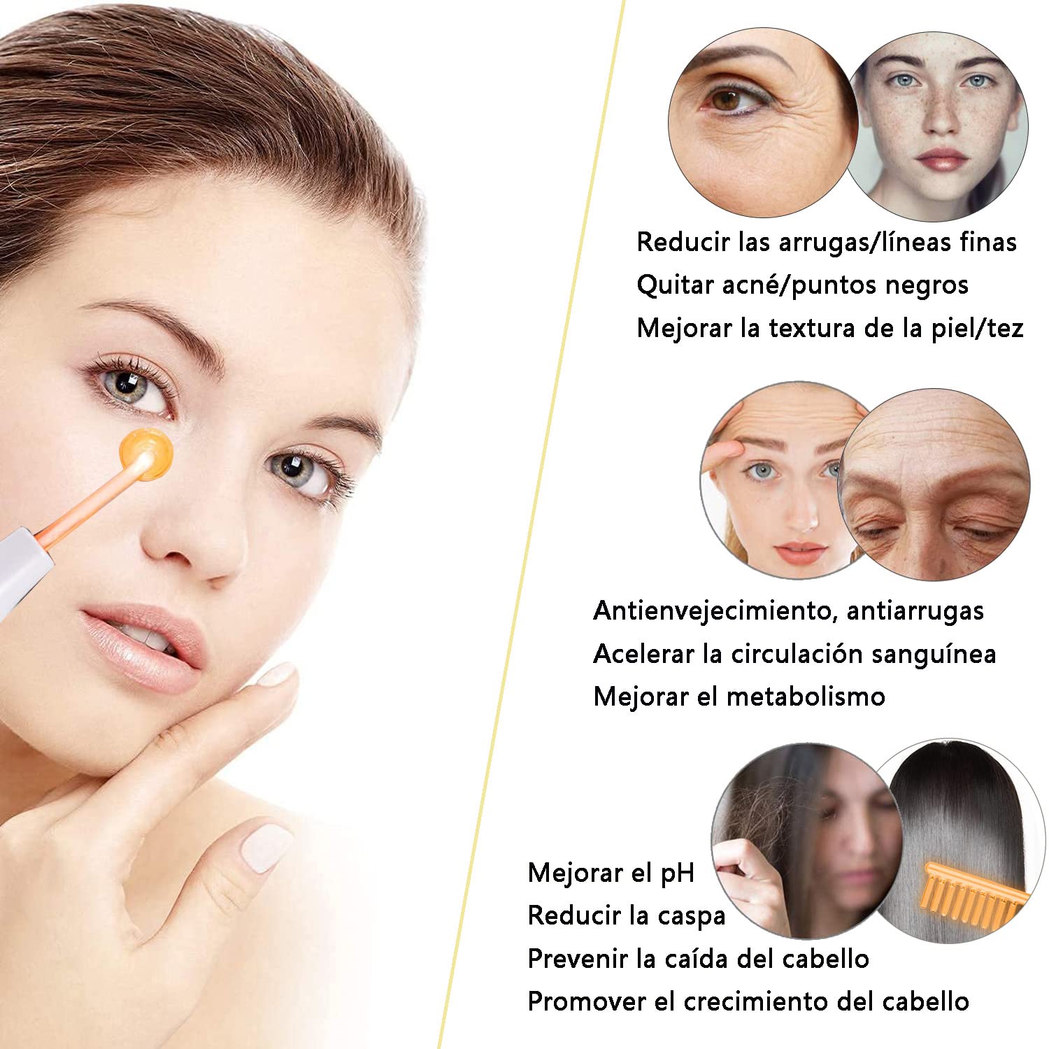 Máquina Facial De Alta Frecuencia,Equipo De Alta Frecuencia Para La Piel,máquina Portátil De Mano De Alta Frecuencia Para La Piel Facial Con 4 Tubos Diferentes
