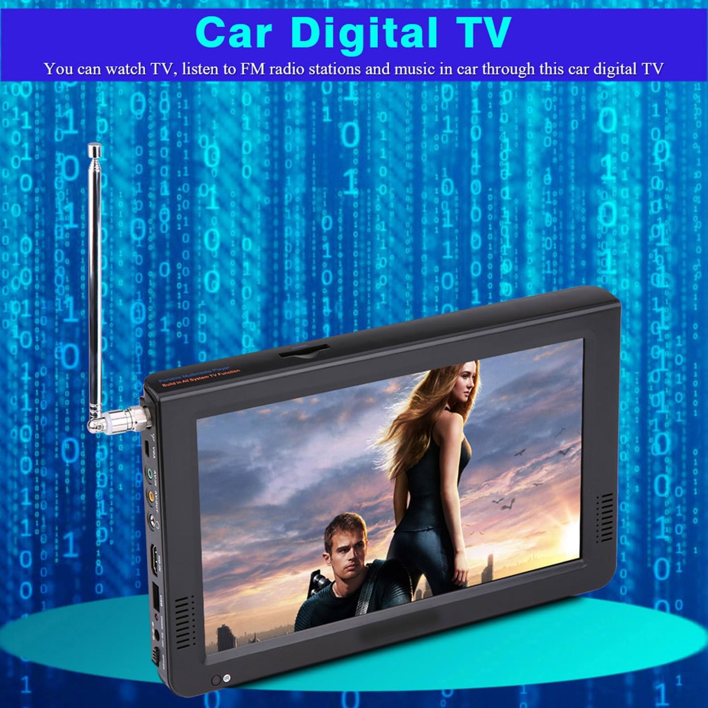 Televisión Digital Portátil ASHATA LEADSTAR 1080P Estéreo para Automóvil 10in LCD con Radio FM y Soporte AV para Cocina
