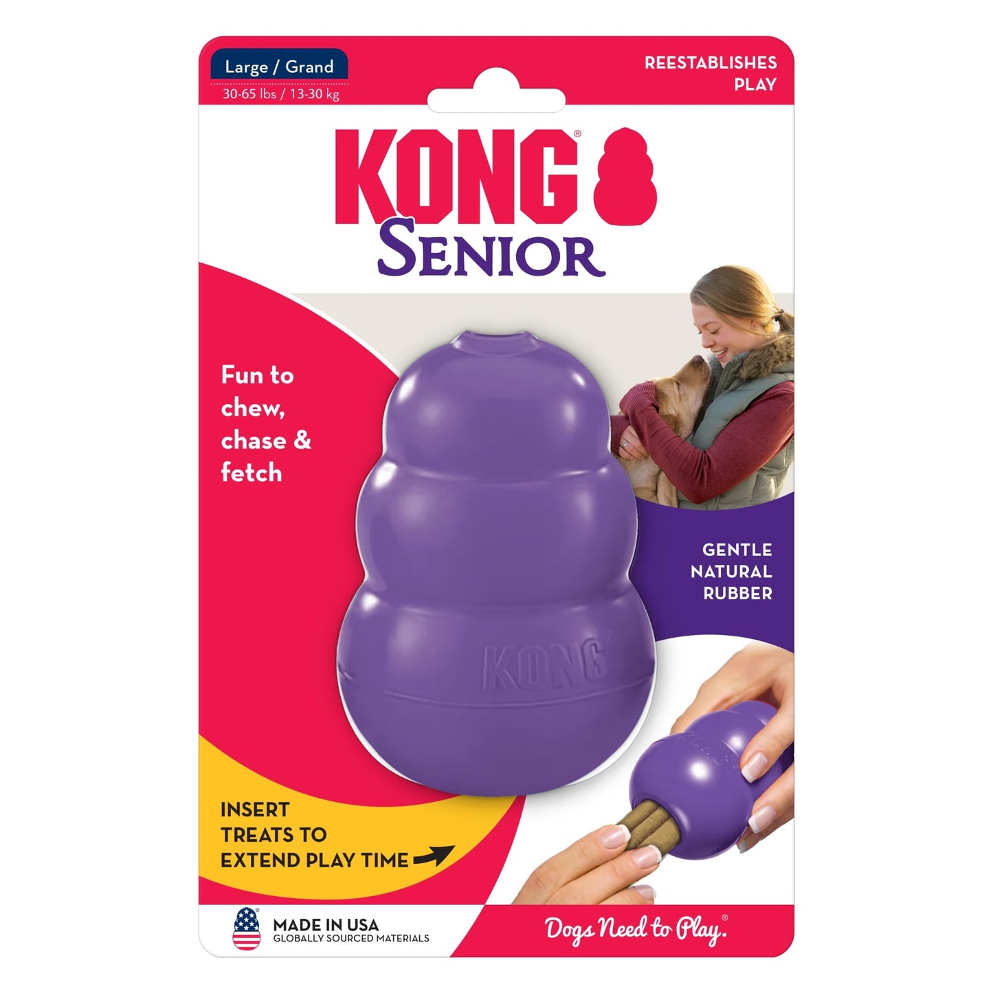 Kong Senior Dog Toy, Large, Purple