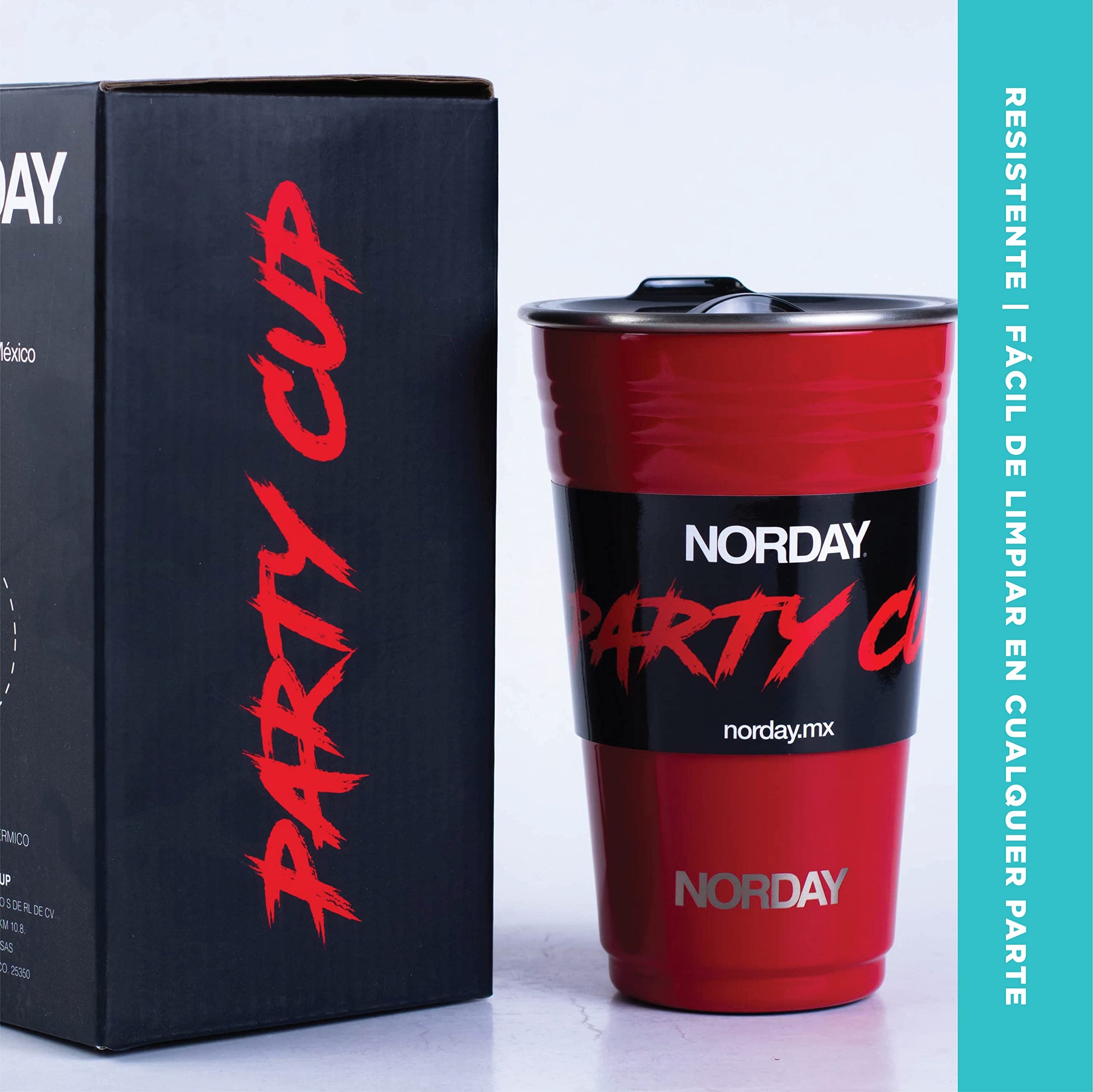 Termo Norday Rojo Doble Pared Súper Resistente 480 ml para Fiesta