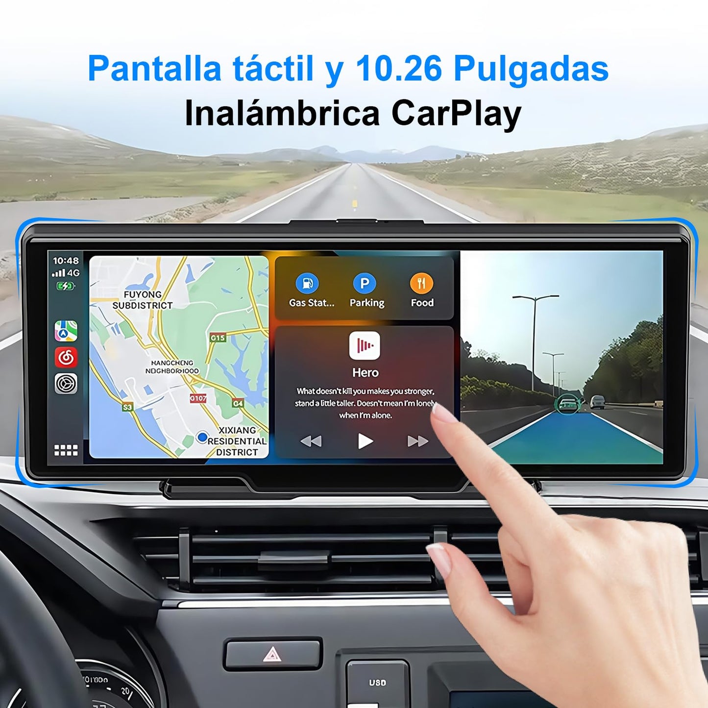 Estéreo para Automóvil de 10.3 '', Incluye Cámara Frontal 4K y Trasera