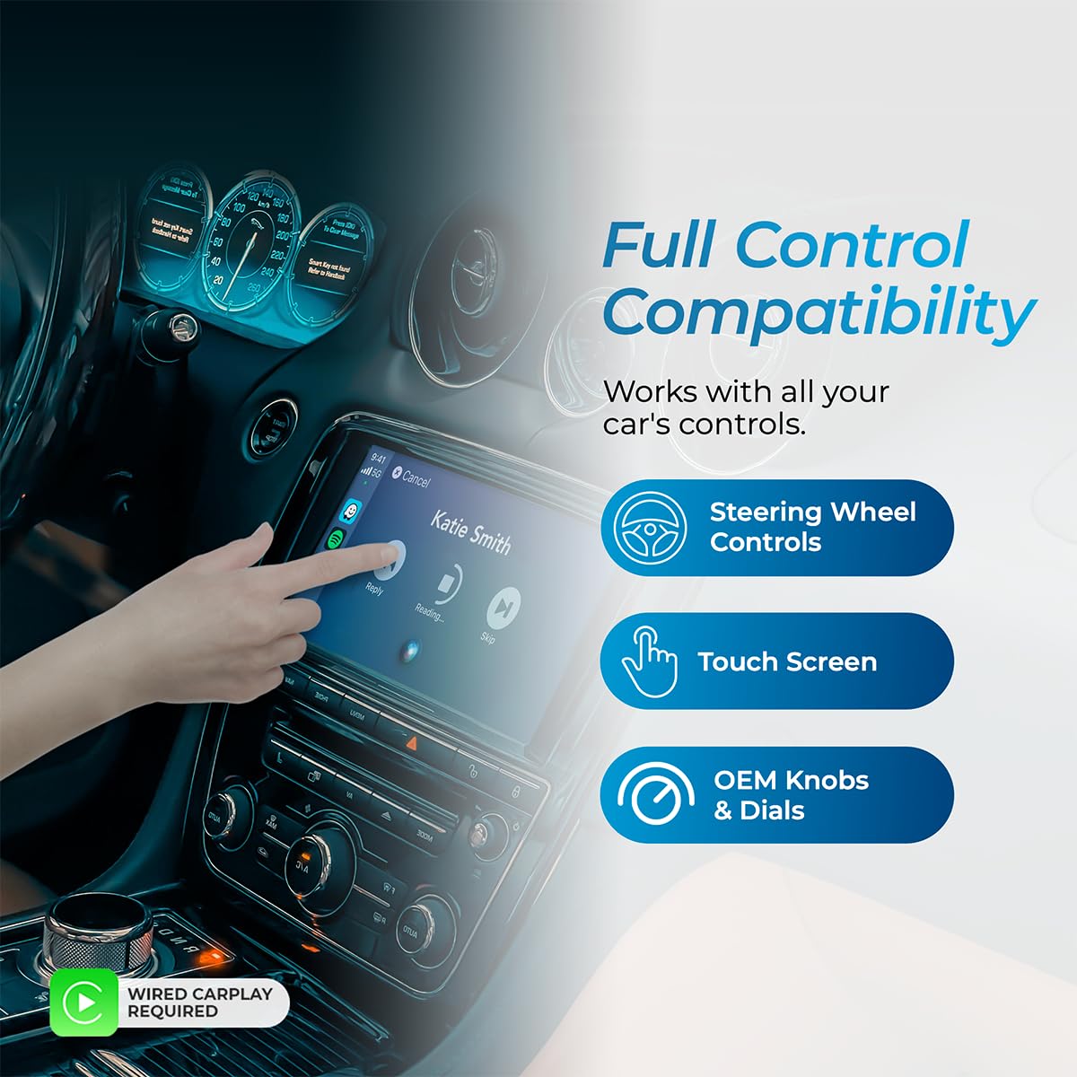 AutoSky Wireless CarPlay Adapter 2023 Pro Edition - Fastest and Most Compact- AutoSky - Factory Wired CarPlay Cars – USB-A and USB-C Cables – Wired CarPlay Required