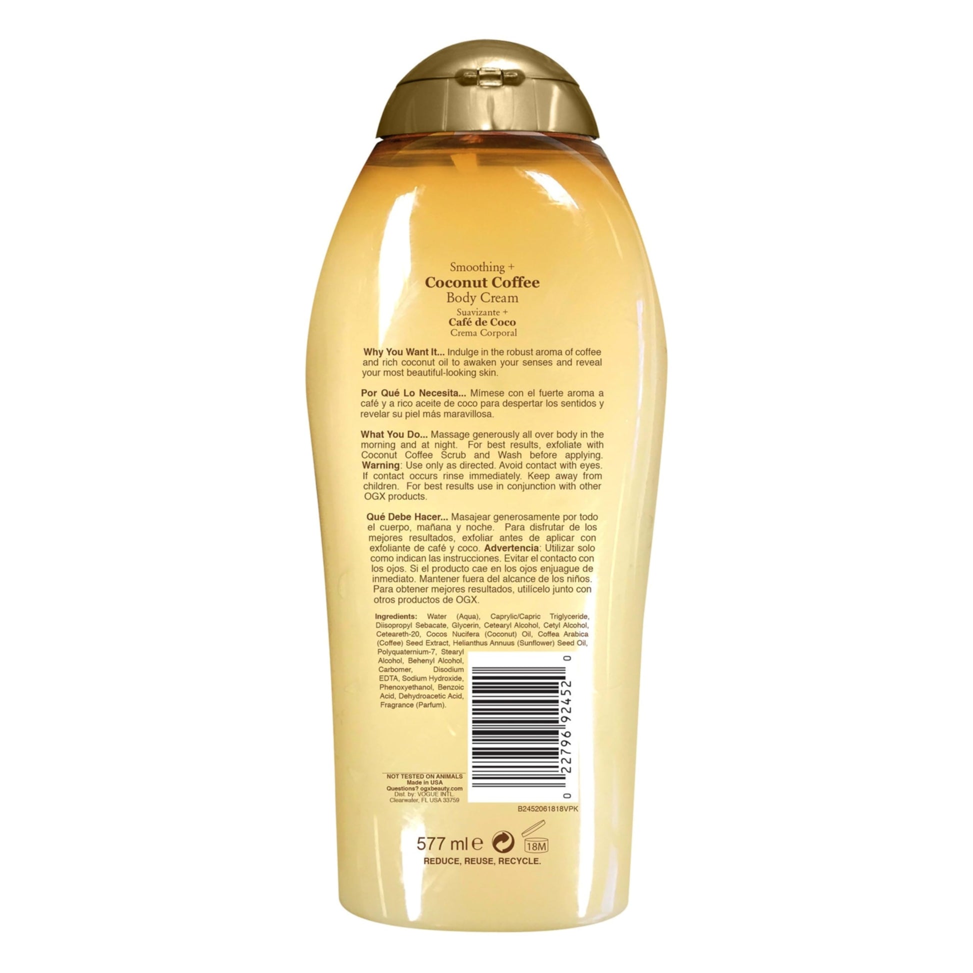 OGX, Crema Corporal Suavizante de Coco y Café, 577 ml