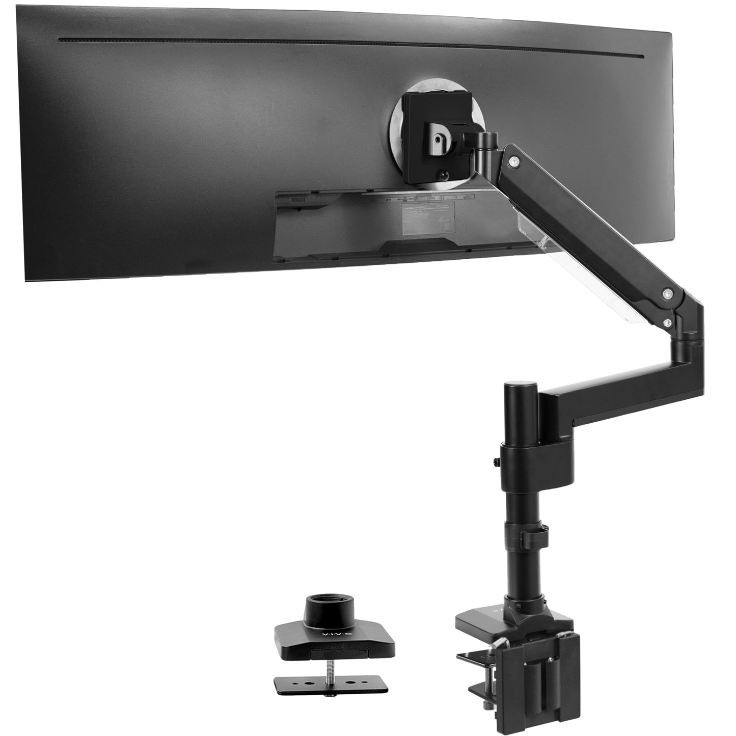Brazo de Monitor VIVO Negro para Monitores Ultrawide de hasta 49 Pulgadas 33 Libras Montaje Neumático de Escritorio