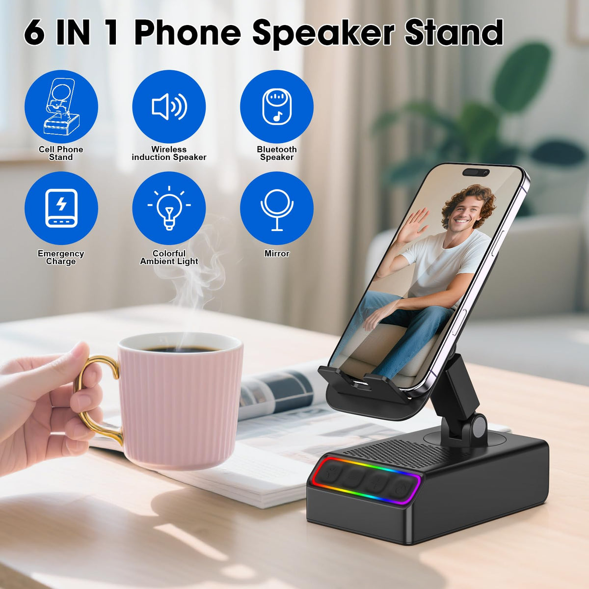 Altavoz Bluetooth Enfriliv Colorida Inducción Inalámbrica 5 en 1 para Hombre