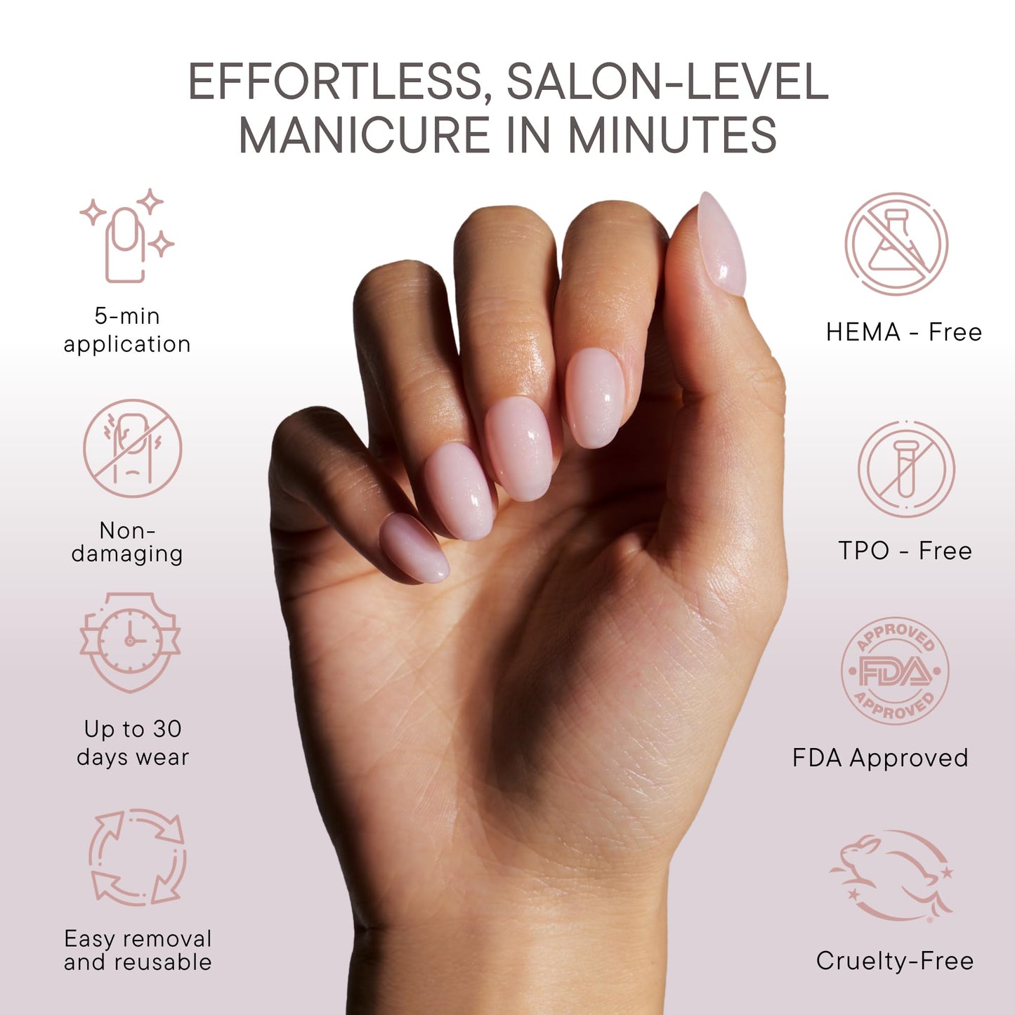 Celebritips Uñas postizas - Salon U-ltimate™ | Brillo de pétalos, uñas redondas extracortas, reutilizables | 16 tamaños - Kit de 32 uñas con pegamento y pestañas adhesivas