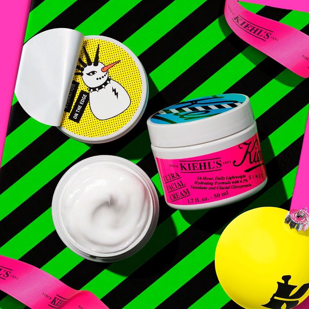 Kiehl's Christmas, Ultra Facial, Crema Facial Hidratante edición especial, Refuerza la Barrera de la Piel e Incluso Hidrata la Piel Sensible por 72 hrs., Con Escualano, 50 ml