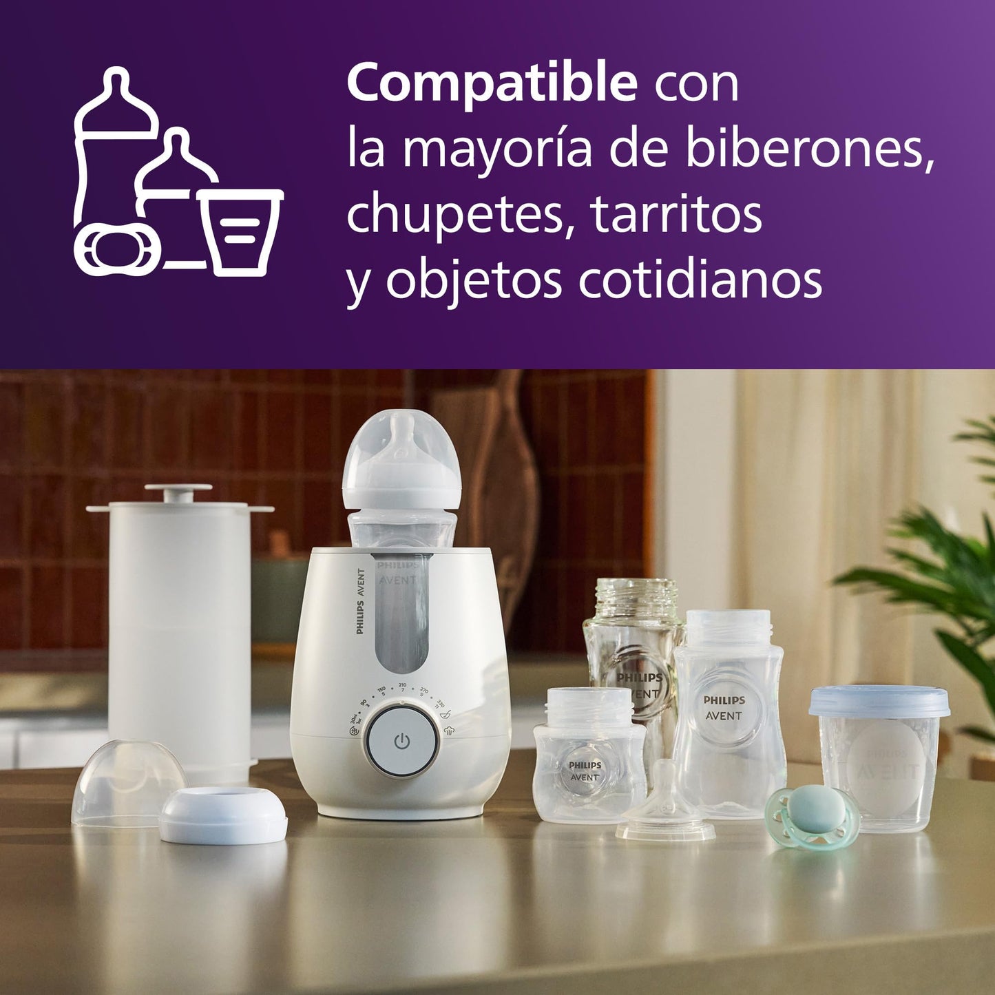 Philips Avent Calentador y Esterilizador 2 en 1 Premium | Gris | 0+ | 1 pieza