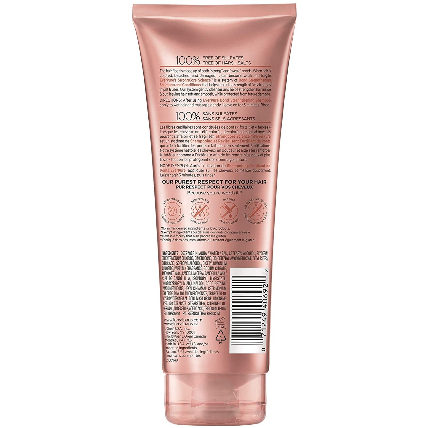 L'Oreal Paris Ever Pure Acondicionador Bond Libre de Sulfatos 200ml + Serum Facial Anti Arrugas Acido Hialuronico Revitalift