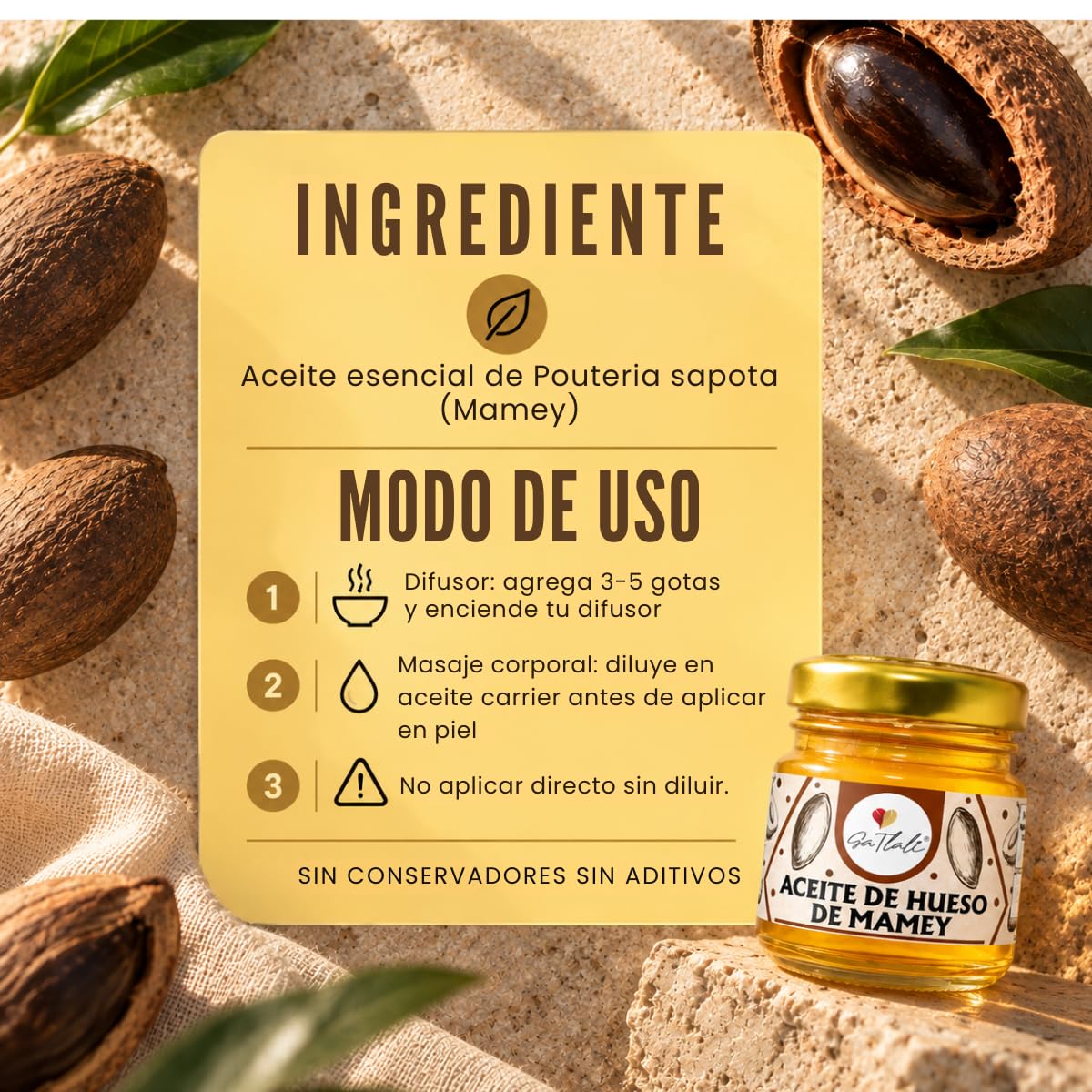Aceite de Hueso de Mamey - Ga Tlali 30ml - Aceite Esencial para Difusor De Aromas, Humidificador Y Aceite Relajante Para Masajes Corporales Diluido - Con Aroma Dulce Acondicionador