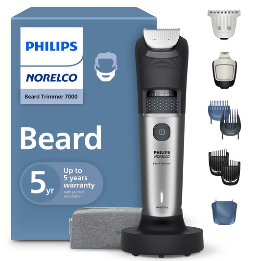 Cortadora de Barba Norelco Philips 7000 Impermeable para Hombre con BeardSense y 40 Ajustes