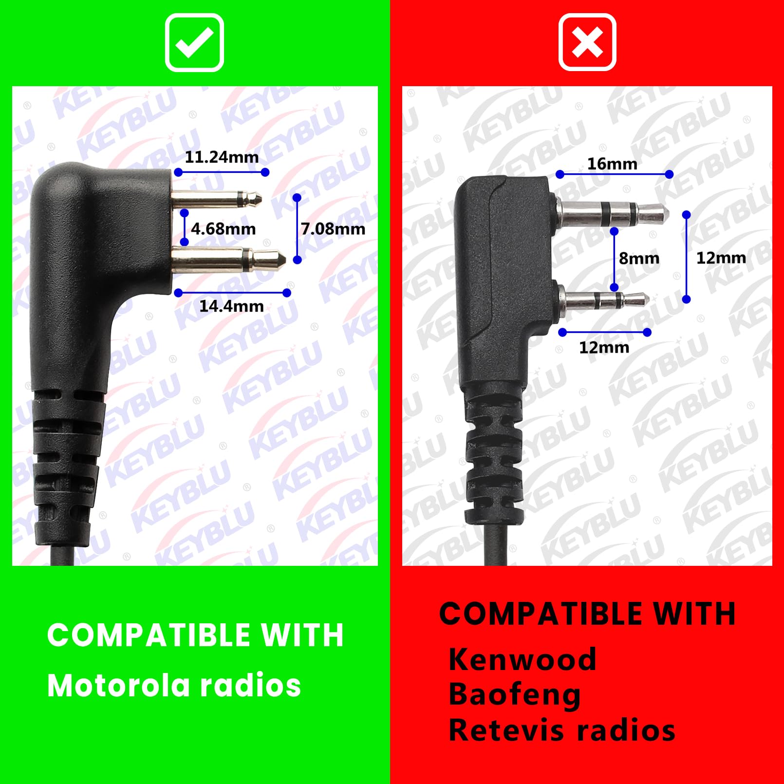 KEYBLU - Micrófono de bocina de hombro CP200D, radio de dos vías, de dos pines, impermeable, con conector de audio de 3.5 mm, compatible con walkie talkie Motorola CP200, CLS1410, CLS1110 y RDM2070D (para Motorola, verde).
