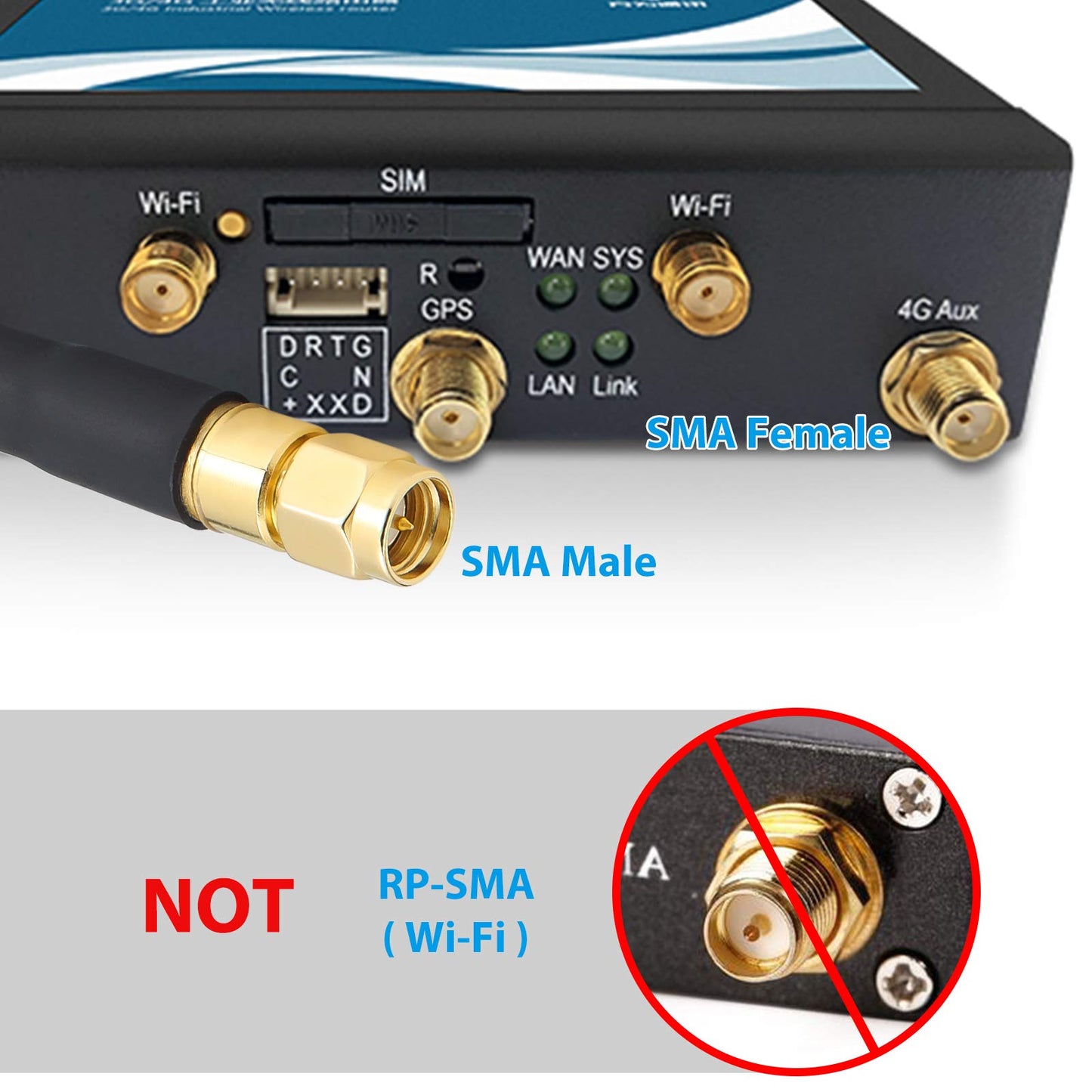 XRDS - Cable coaxial SMA macho a SMA hembra, 50 ohmios de baja pérdida KMR240 SMA conectores de cobre puro
