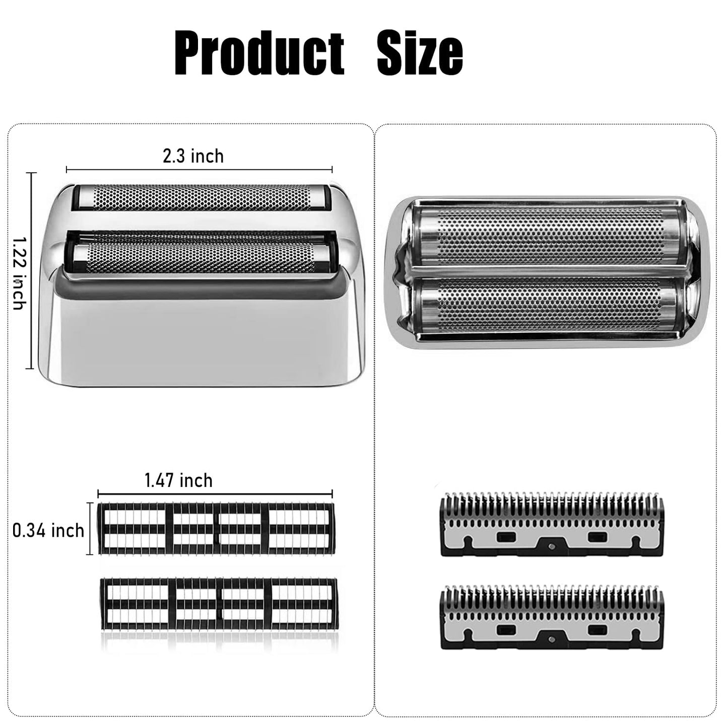 Juego de cortadores de papel de aluminio para afeitadora Babyliss Kaynway Professional Replacement emnet Cutter Blade para BaBylissPRO Barberology Metal Double Foil Shaver FX – Incluye 2 láminas, 2 cuchillas, 1 cubierta de cortador