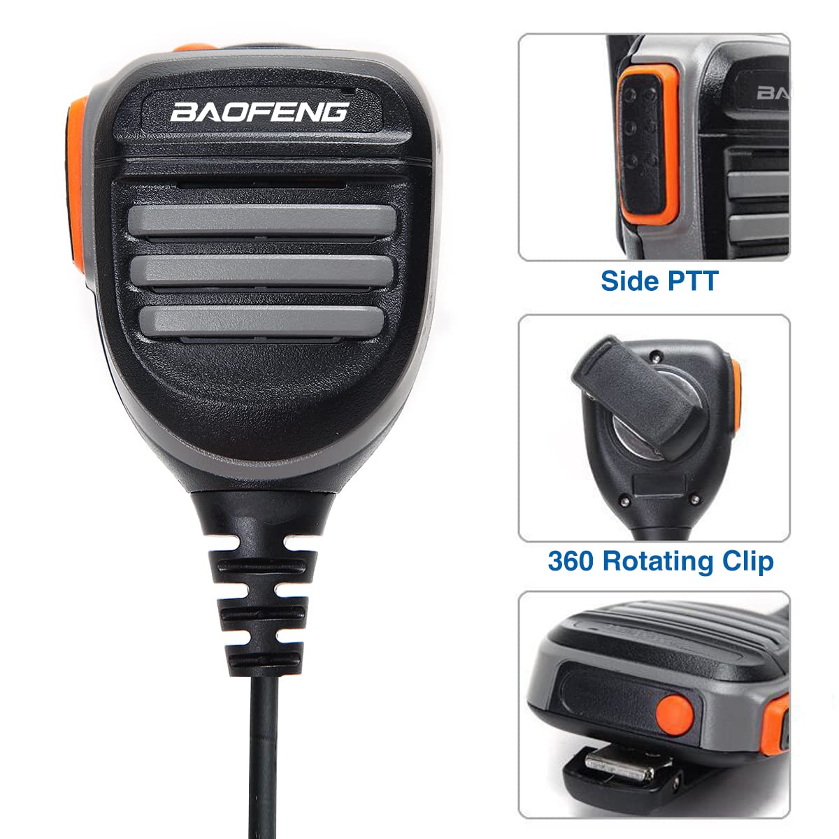 BaoFeng Walkie Talkie - Micrófono para altavoz de micrófono, micrófono de policía de hombro remoto para Baofeng UV-5R Mini BF-F8HP Pro 5RM DM21 UV32 UV-21R K5PLUS GM-15 Pro UV-5G PlusAR-152 GM-5RH UV