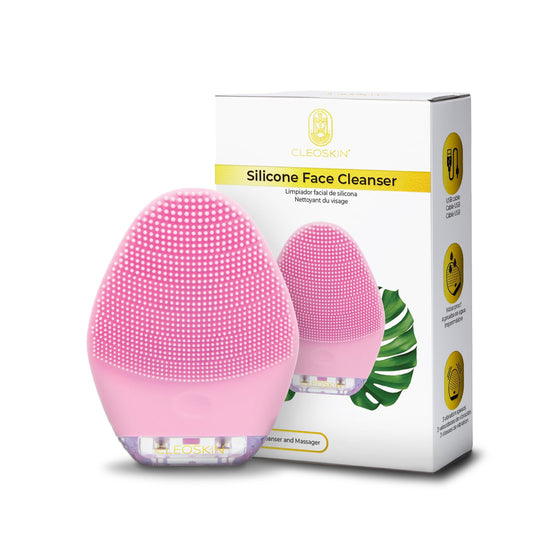 Cepillo Facial Eléctrico CLEOSKIN Rosa Limpieza Profunda y Masaje Diario para Todo Tipo de Piel
