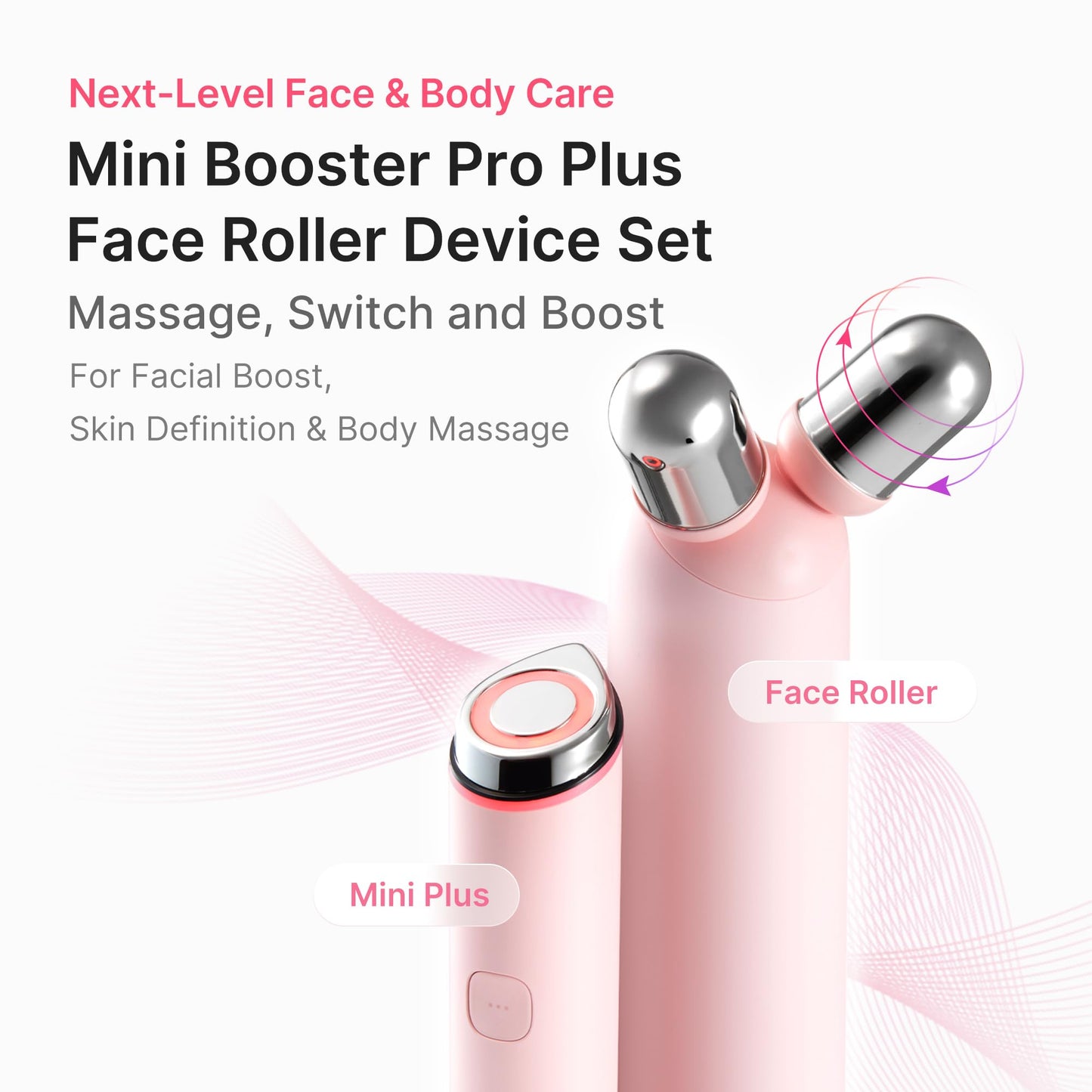 medicube Mini Booster Pro Plus Juego de Dispositivos de Rodillo Facial | Dispositivo de Masaje y Cuidado de la Piel 2 en 1 | Cuidado de la Línea de la Mandíbula y Reducción de Hinchazón | Masajador