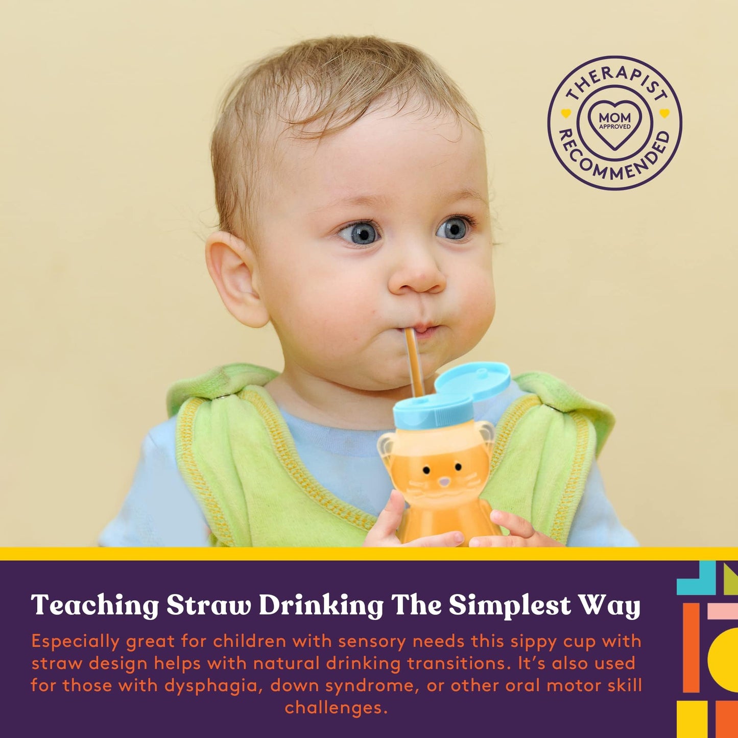Special Supplies - Taza de pajita para bebés, paquete de 4, divertida bebida de entrenamiento con forma de animal para bebé con forma de animal para entrenamiento y destete