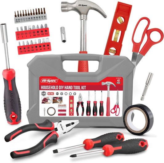 Hi-Spec Set de Herramientas Completa 42 Piezas. Caja de Herramientas Manuales para el Hogar y la Oficina. Herramientas ideales para Reparacion, Bricolaje,y Mantenimiento. Incluye Maletin de Transporte