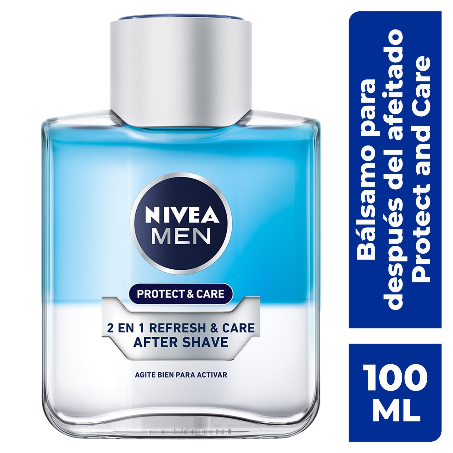 NIVEA MEN After Shave Loción Refrescante Después De Afeitar Protect & Care (100 ml) con Pro Vitamina B5 y Mentól previene la resequedad de la piel, sensación de frescura y fragancia masculina