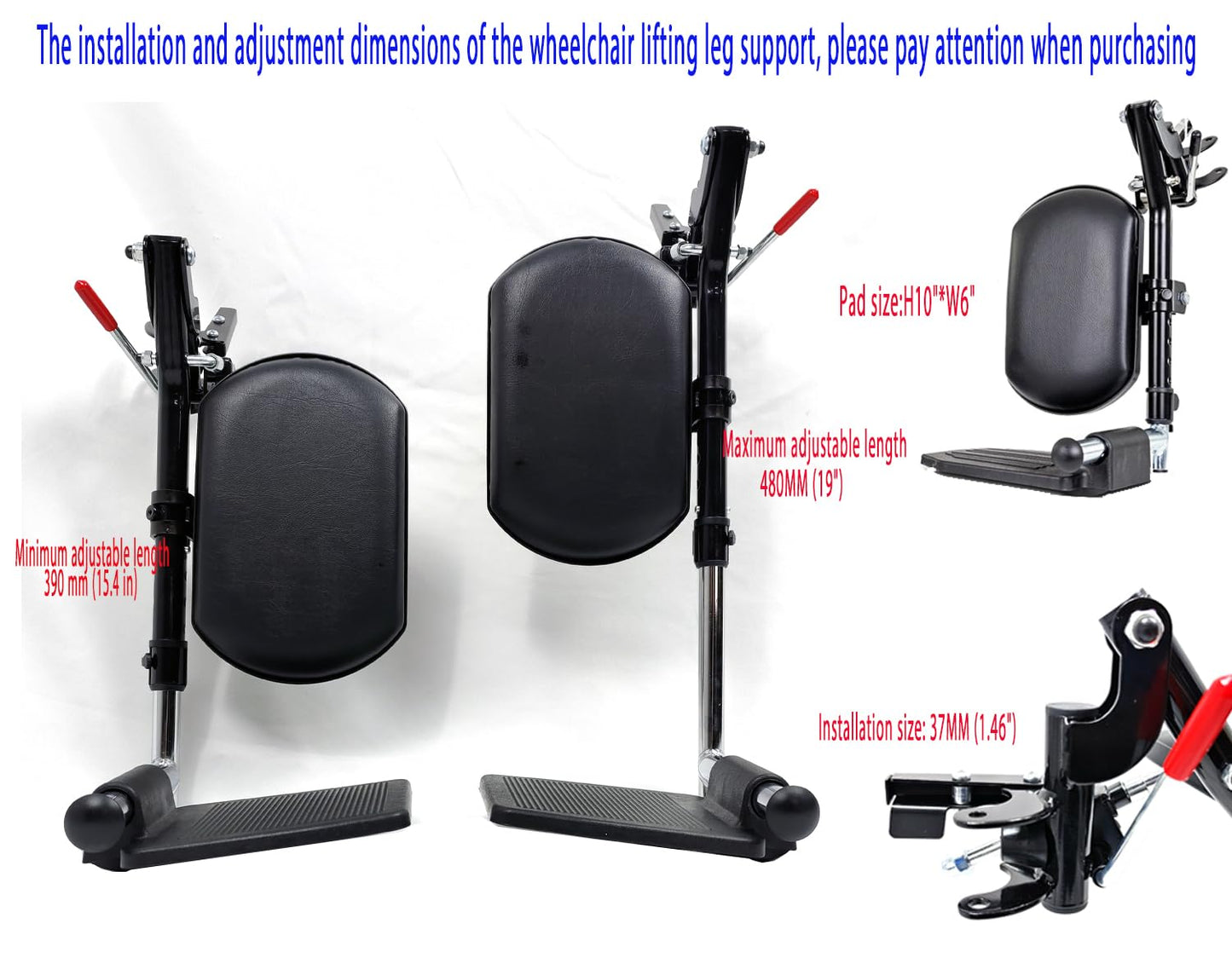 Reposapiés Elevables ReyjiuMed Compuesto con Almohadilla Acolchada para Silla de Ruedas Reclinable y Estándar