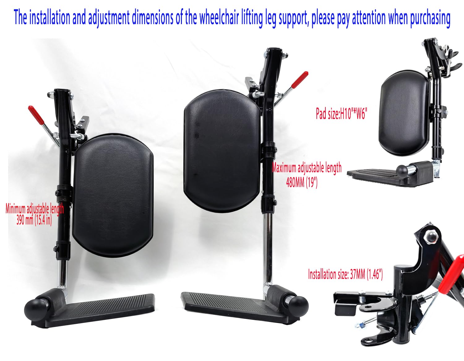 Reposapiés Elevables ReyjiuMed Compuesto con Almohadilla Acolchada para Silla de Ruedas Reclinable y Estándar