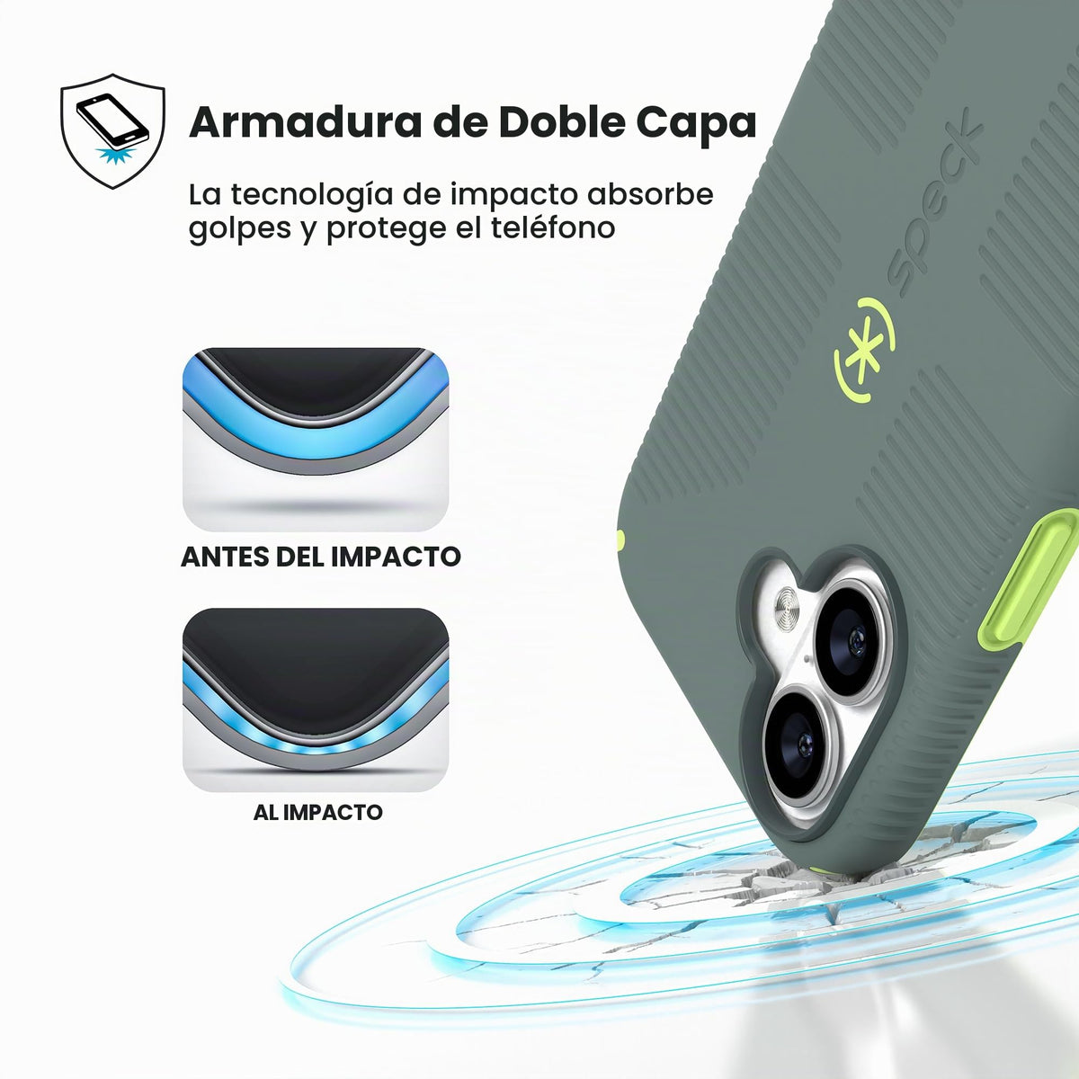 Funda para iPhone 17 Speck Neo Drab Verde Brillante Grip Candyshell