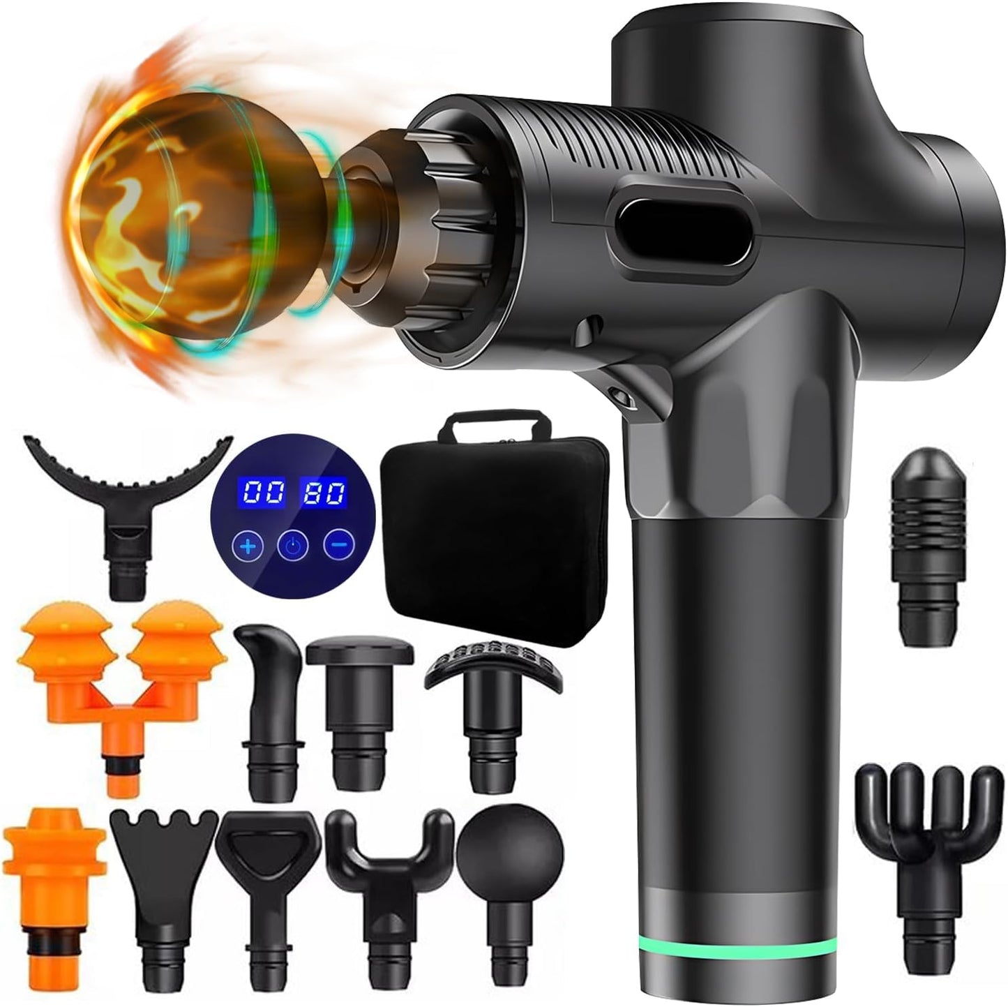 Pistola de Masaje Muscular,Masaje Eléctrico de Mano,30 Velocidades Ajustables，Masajeador Muscular de Tejido Profundo para Aliviar el Dolor,Masajeador de Espalda para Hombros,Cuello