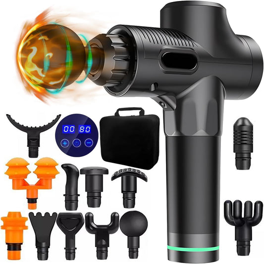 Pistola de Masaje Muscular,Masaje Eléctrico de Mano,30 Velocidades Ajustables，Masajeador Muscular de Tejido Profundo para Aliviar el Dolor,Masajeador de Espalda para Hombros,Cuello