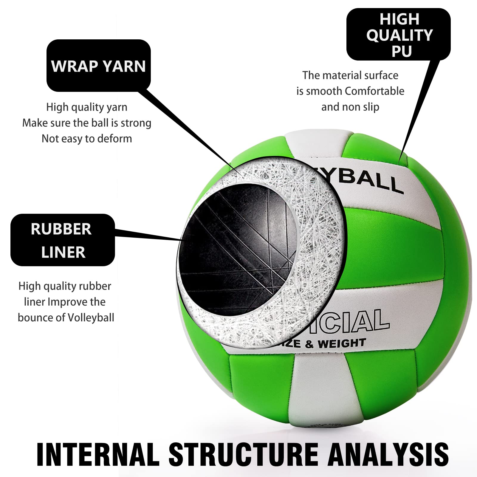 Voleibol EVZOM Beige Oficial Tamaño 5 de Alta Calidad para Playa y Piscina