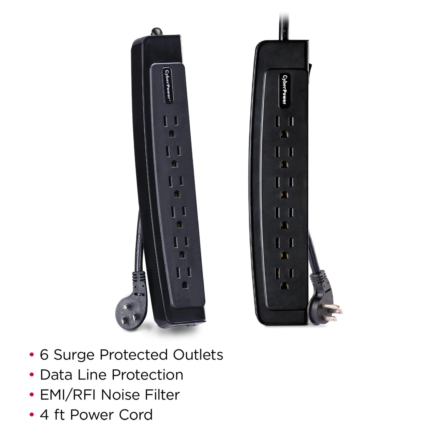 CyberPower CSP604T Professional Surge Protector, 1350J/125V, 6 Outlets, 4ft Power Cord