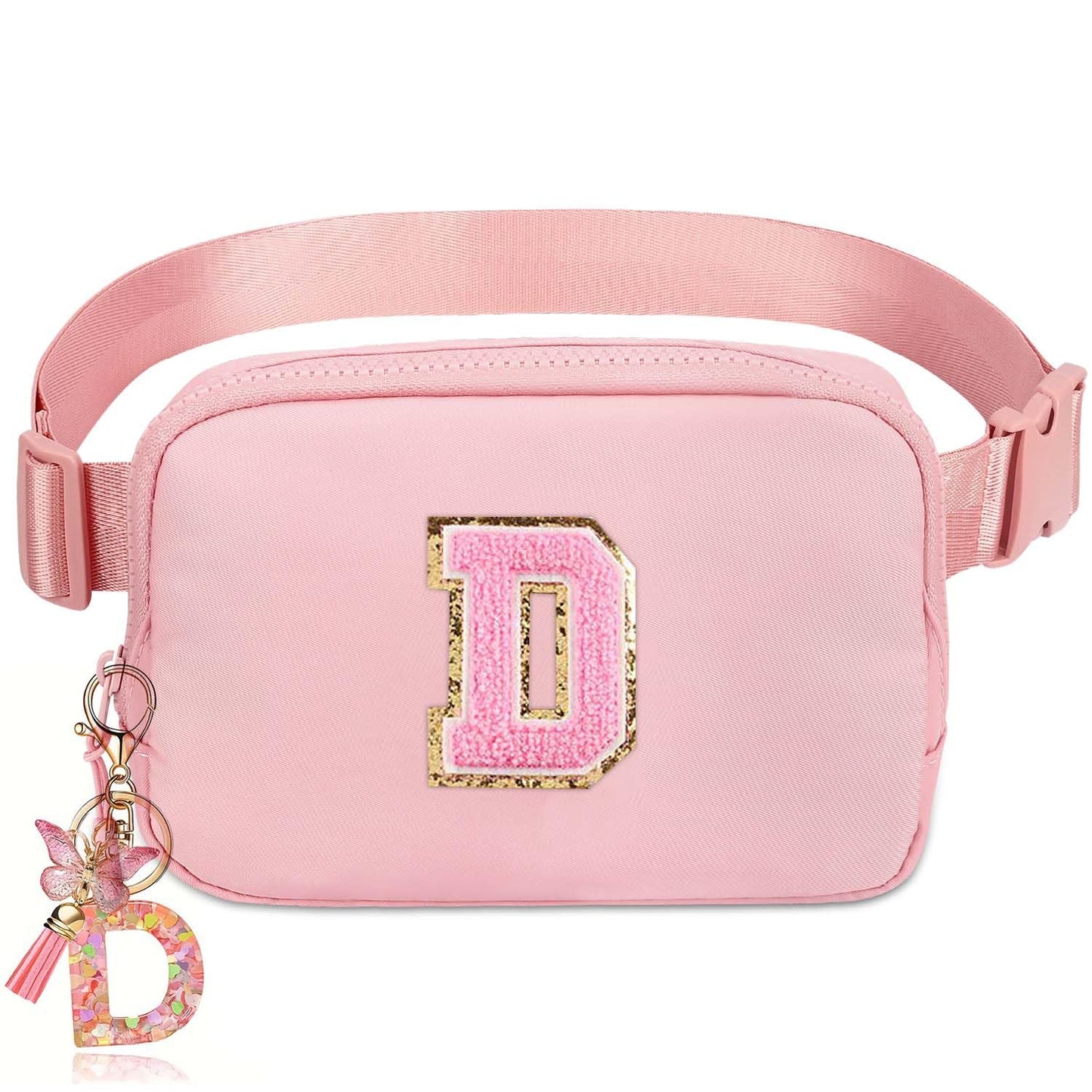 Kejea Riñonera Cruzada para Niñas y Mujeres, 8 a 12 Años, Regalos de Cumpleaños, Cintura Pequeña, Rosa, Estampado de Letras