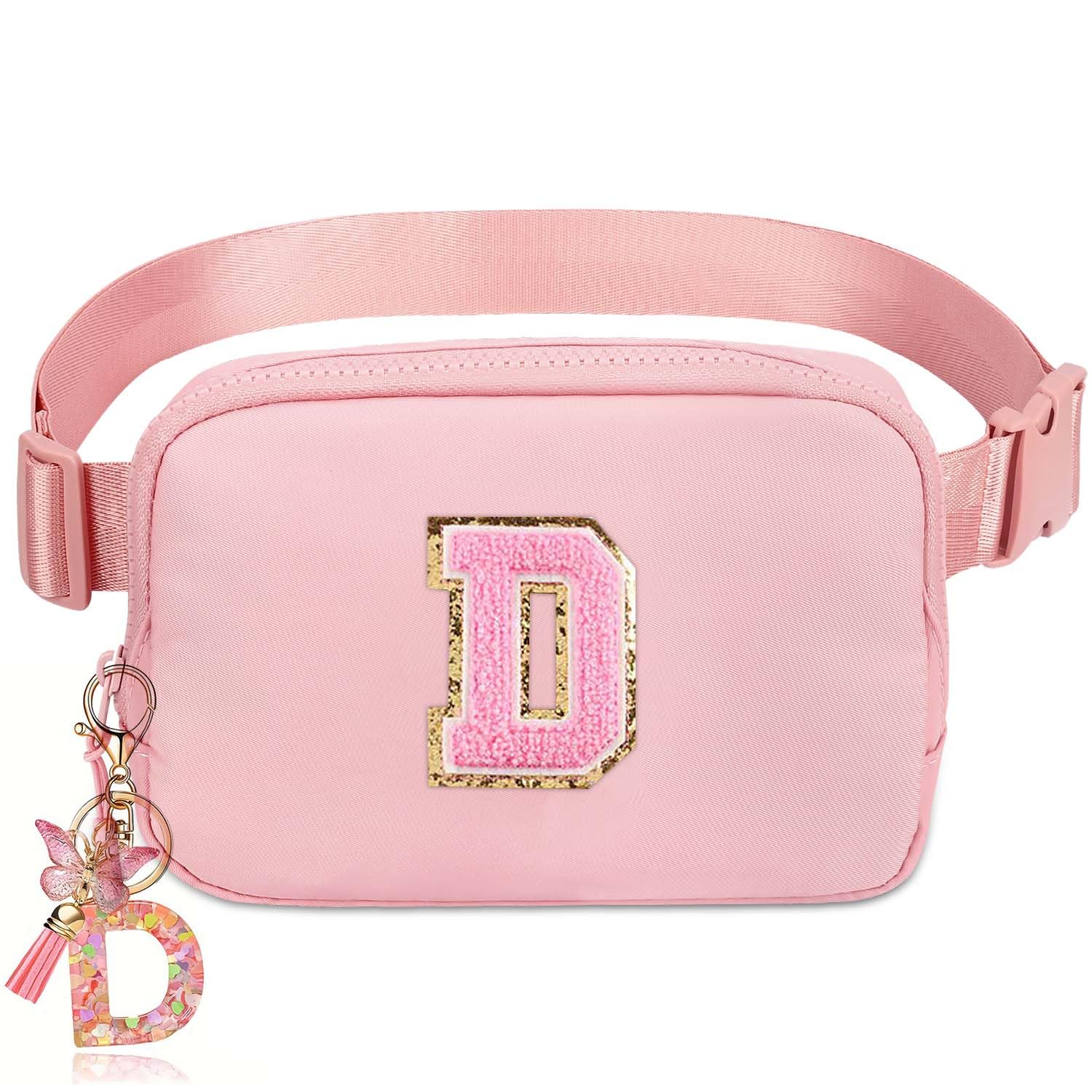 Kejea Riñonera Cruzada para Niñas y Mujeres, 8 a 12 Años, Regalos de Cumpleaños, Cintura Pequeña, Rosa, Estampado de Letras