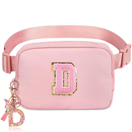 Kejea Riñonera Cruzada para Niñas y Mujeres, 8 a 12 Años, Regalos de Cumpleaños, Cintura Pequeña, Rosa, Estampado de Letras