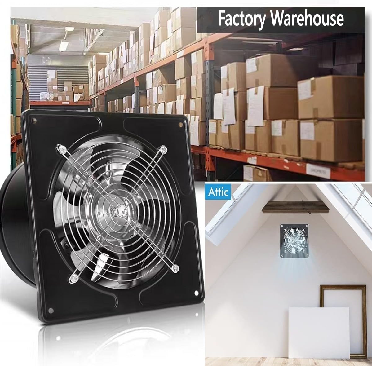Aydomer - Ventilador de escape de 78 W para instalación a través de la pared, ventilador de escape de 110 V con enchufe, ventilador de humo de escape de 8 pulgadas con motor de cobre puro ligero para
