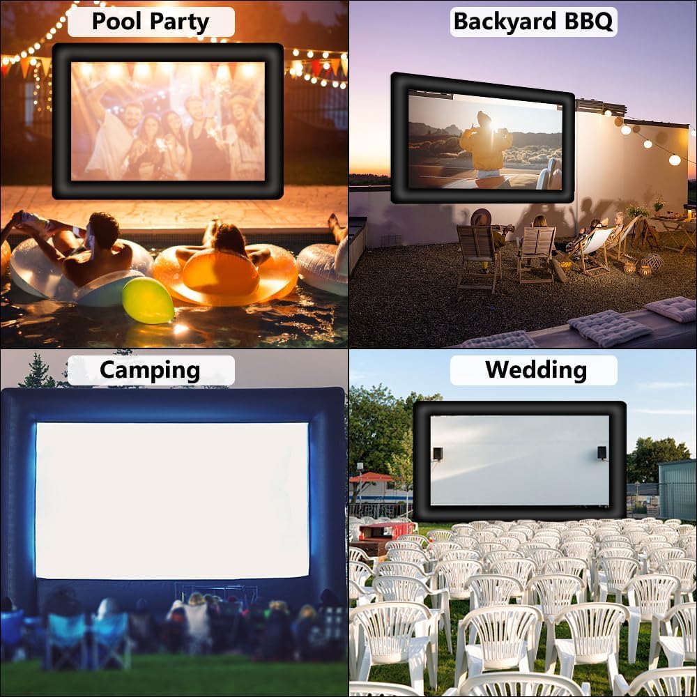 Pantalla de Proyector Inflable de 18 Pies para Interiores, Proyector Inflable para Exteriores, Pantalla de Proyección de Cine Inflable Portátil, Pantalla de Película Inflable Al Aire Libre