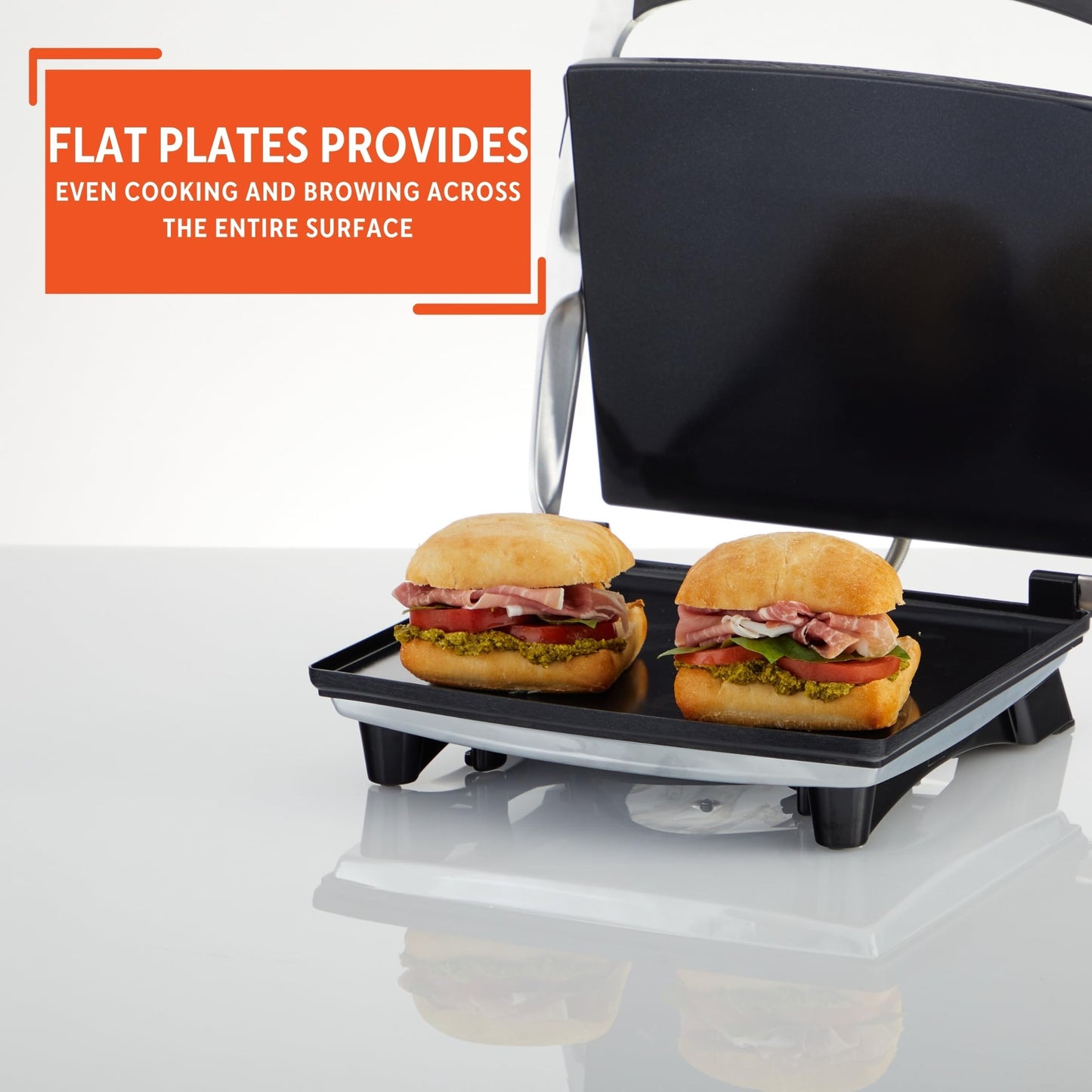 IMUSA - Sandwichera Panini de acero inoxidable de 12 x 10 pulgadas con placas antiadherentes de cerámica