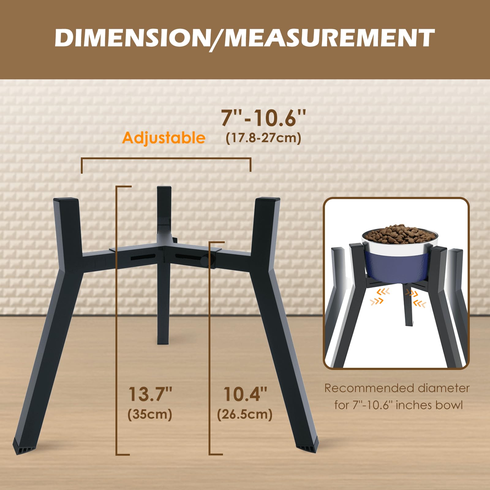Soporte Ajustable para Cuencos para Perros TIDANT Negro de Metal