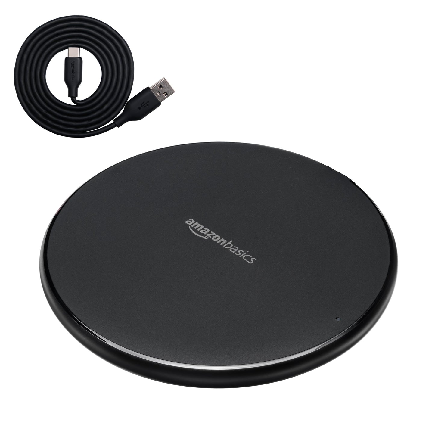 Amazon Basics - Almohadilla de carga inalámbrica con certificación Qi de 15 W (sin adaptador de CA)