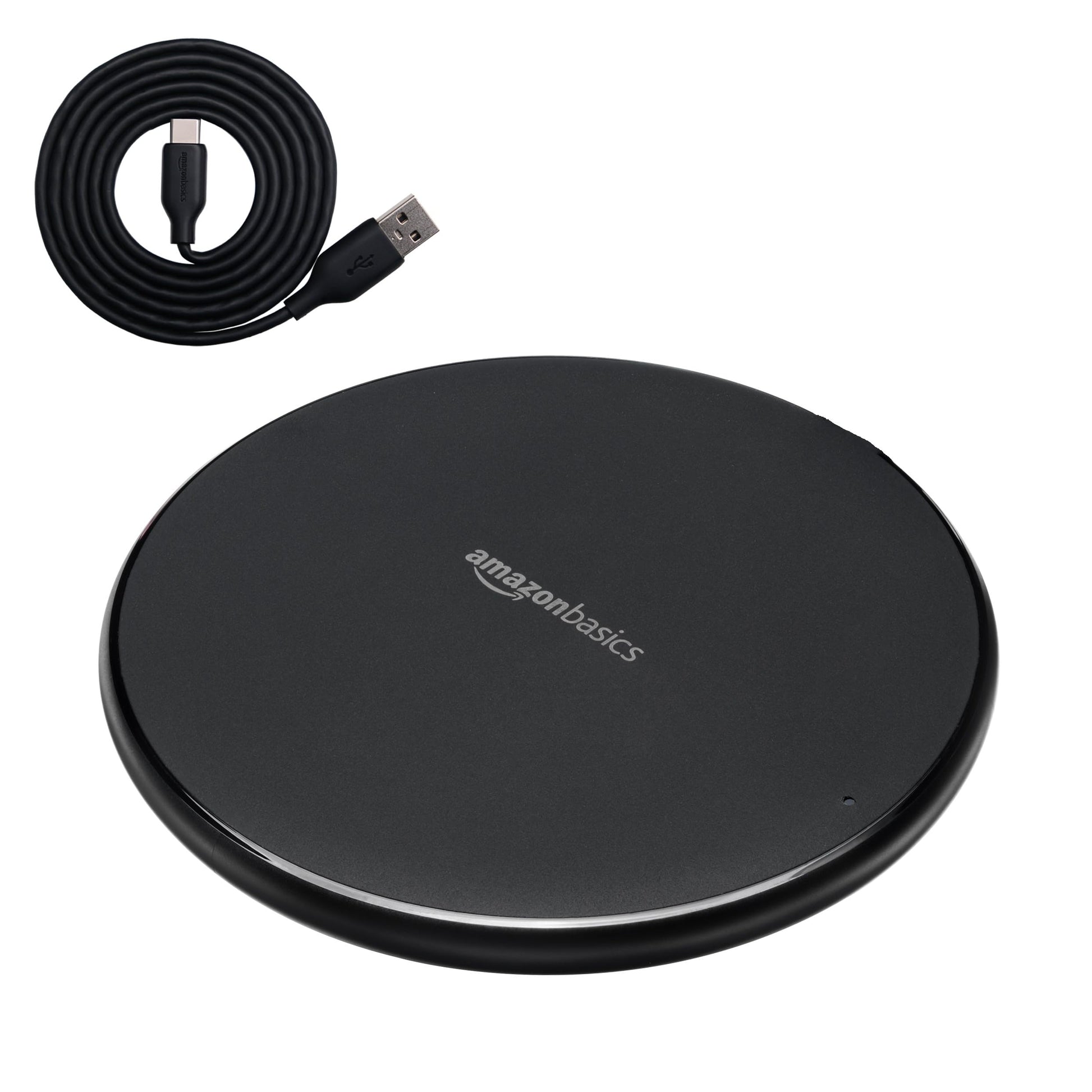 Amazon Basics - Almohadilla de carga inalámbrica con certificación Qi de 15 W (sin adaptador de CA)