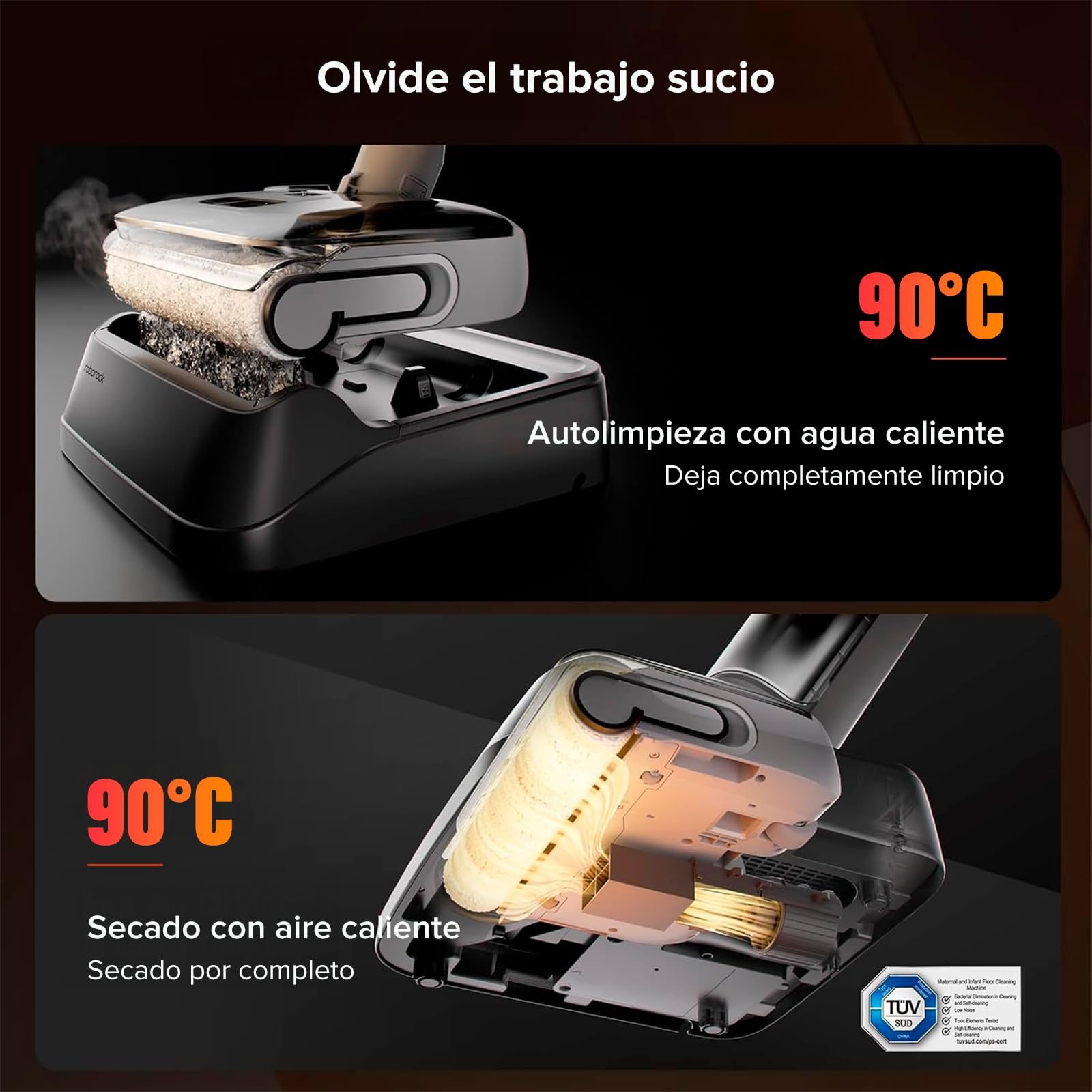 Aspiradora Inalámbrica Roborock F25 RT 20000 Pa Seco y Húmedo con Autolimpieza y Autosecado Para Piso Duro
