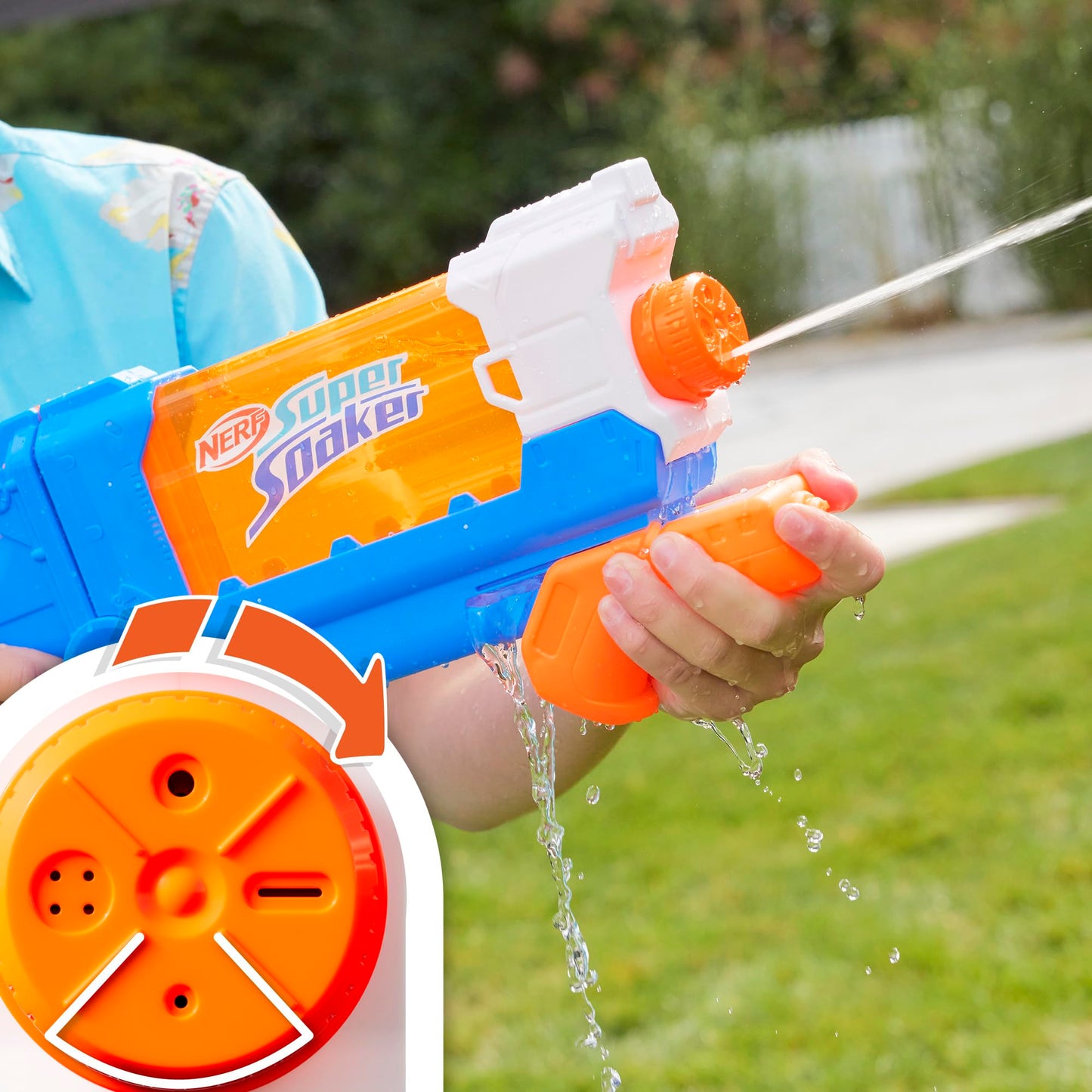 Lanzador de Agua Hasbro Nerf Flip Fill Azul con 5 Formas de Rociar y Tanque de 887 ml para Niños y Niñas
