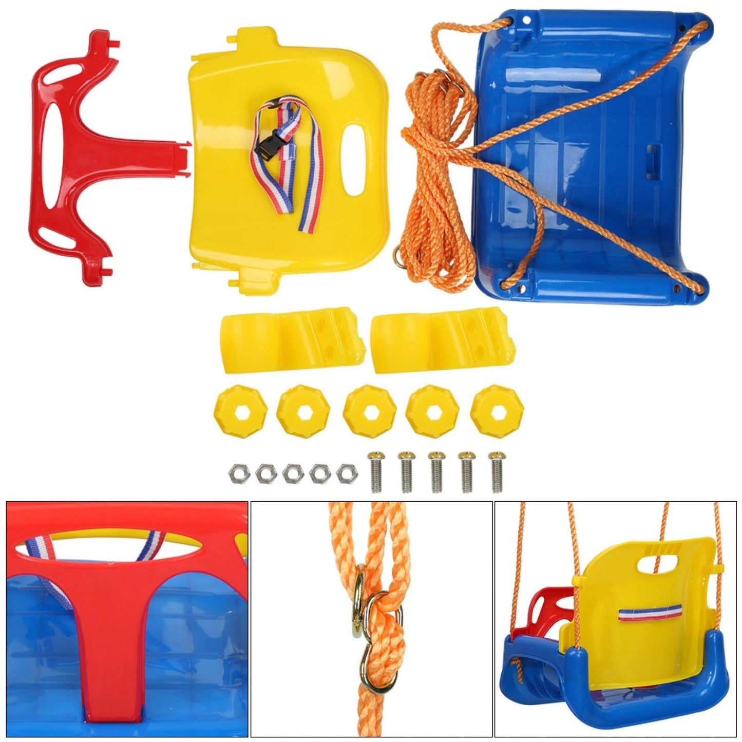 Columpio Okuyonic Azul con Respaldo Alto para Niños y Bebés