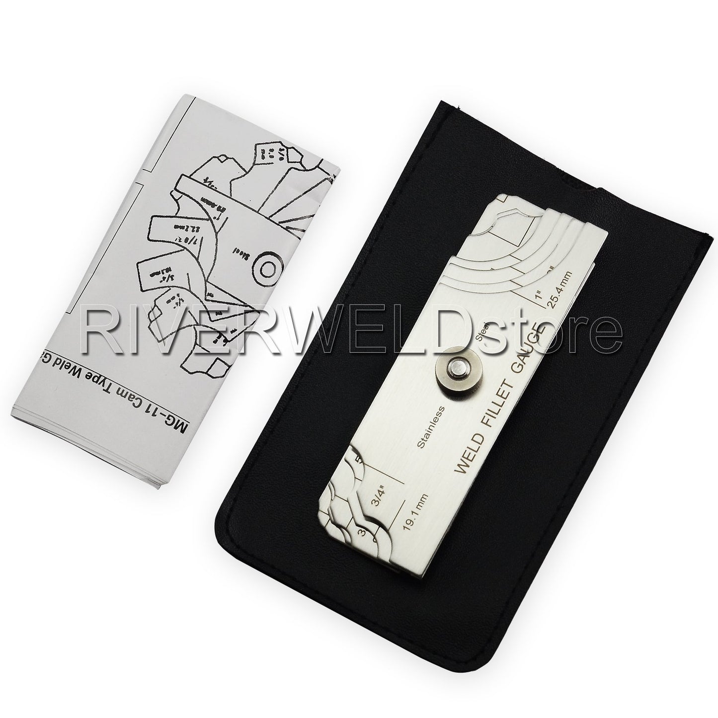 RIVERWELD Juego de 7 piezas para soldadura de filete, calibre RL, inspección de soldadura, marcas métricas y en pulgadas en ambos lados, comprobación del tamaño de la garganta y la pata del filete.