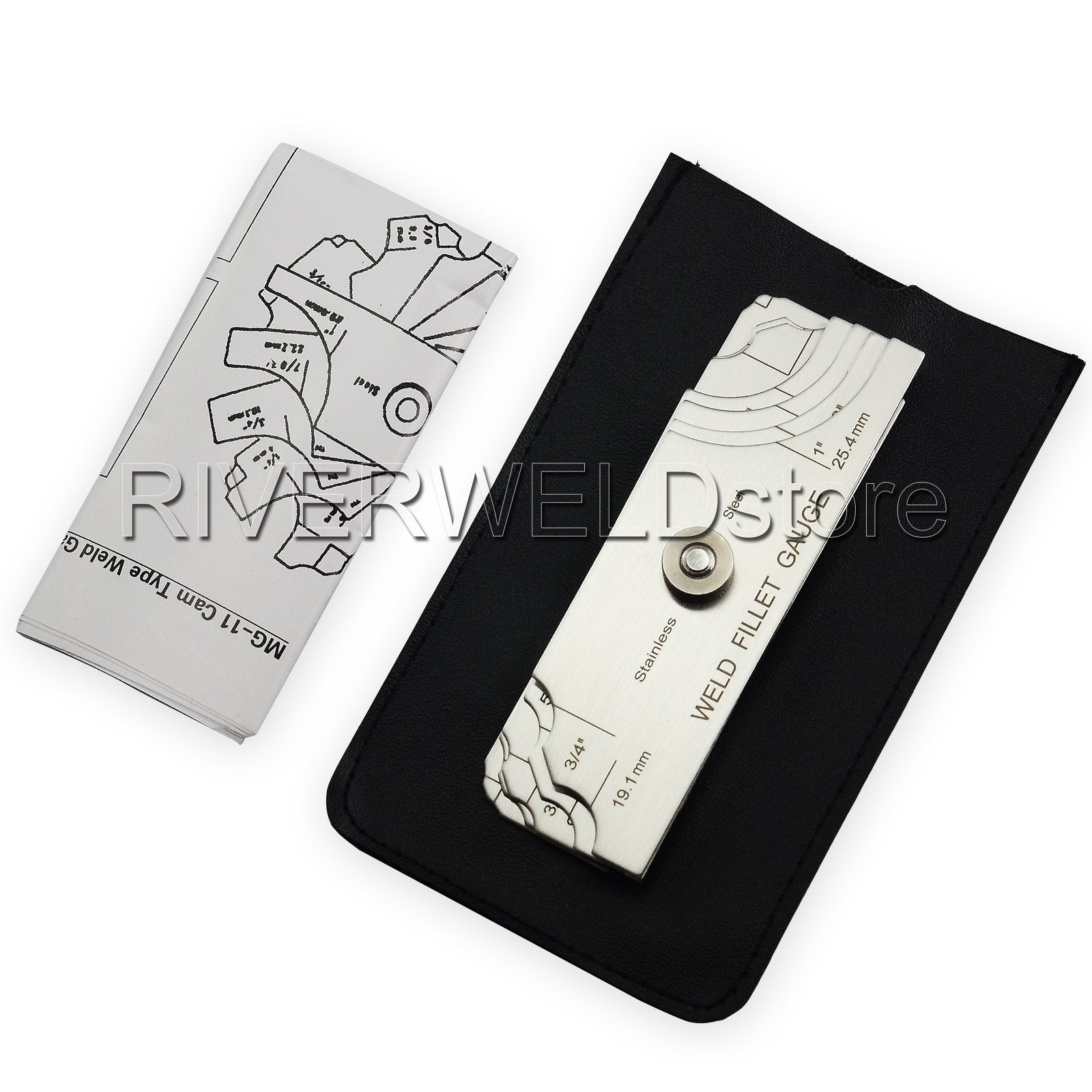 RIVERWELD Juego de 7 piezas para soldadura de filete, calibre RL, inspección de soldadura, marcas métricas y en pulgadas en ambos lados, comprobación del tamaño de la garganta y la pata del filete.
