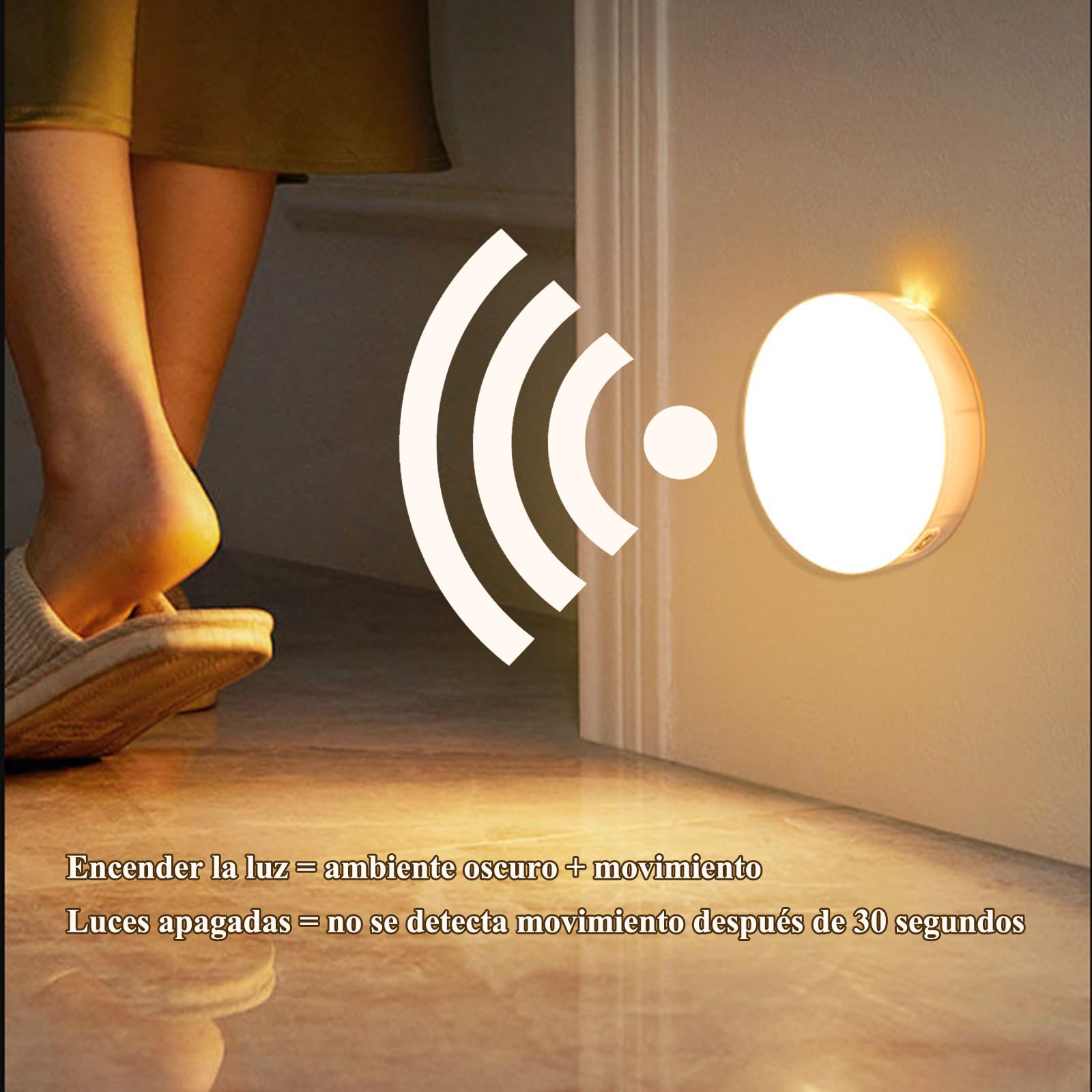 AZHU Luz led con Sensor de Movimiento, 4 Pz Lampara LED Recargable por USB Con Imán, Luces LED para Cocina, Escaleras, Sala, Closet, Estudio(Luz Blanco)