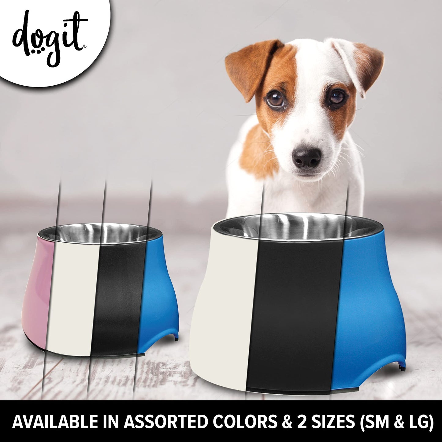 Tazón Elevado Dogit Blanco de Acero Inoxidable para Perros Grandes